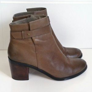 Halogen Burnished Grey Tan Leather Heeled Ankle Boots 9